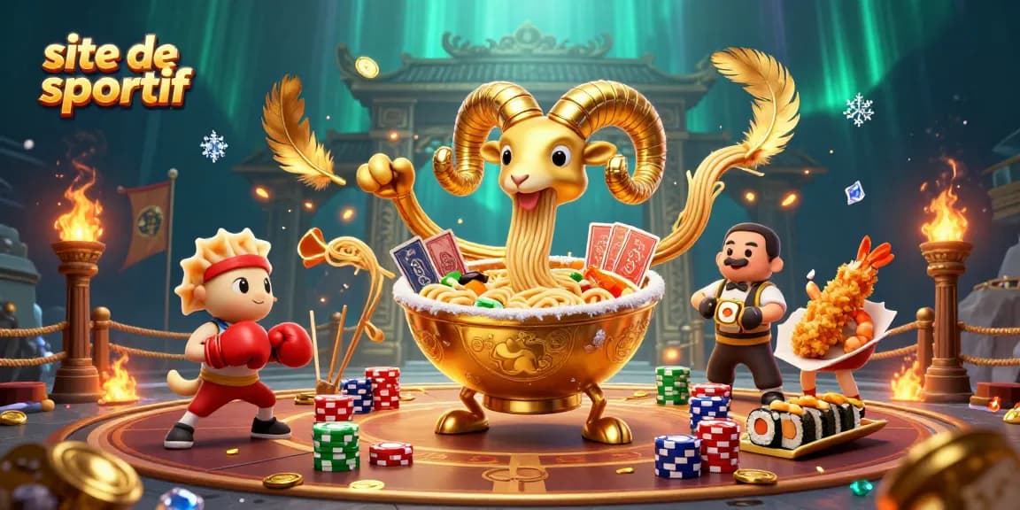 Gagnez sur le site de paris sportif avec une illustration cartoon dynamique d'un casino animé.