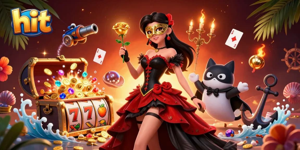 Hit big with stunning 3D casino illustration featuring a dramatic scene of games and treasures.
