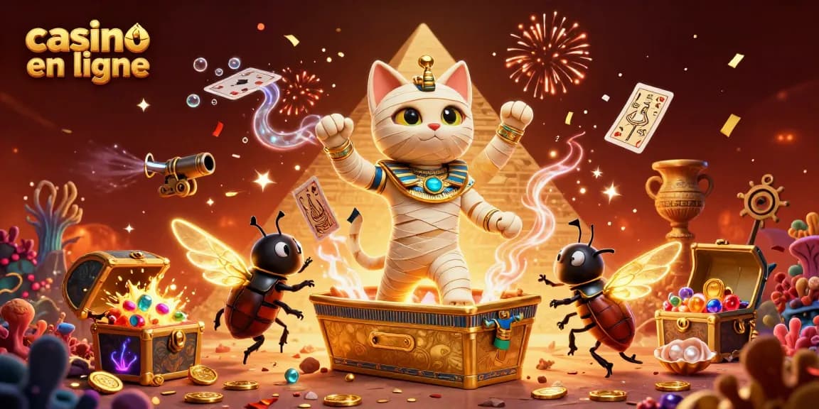Déclaraient les jeux de casino en ligne avec un chat momie égyptien dans un casino.