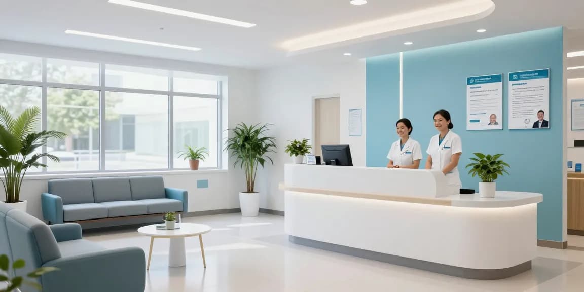 "Fixing ACA application mistakes in a welcoming healthcare setting, emphasizing medical services and patient care in a modern clinic."