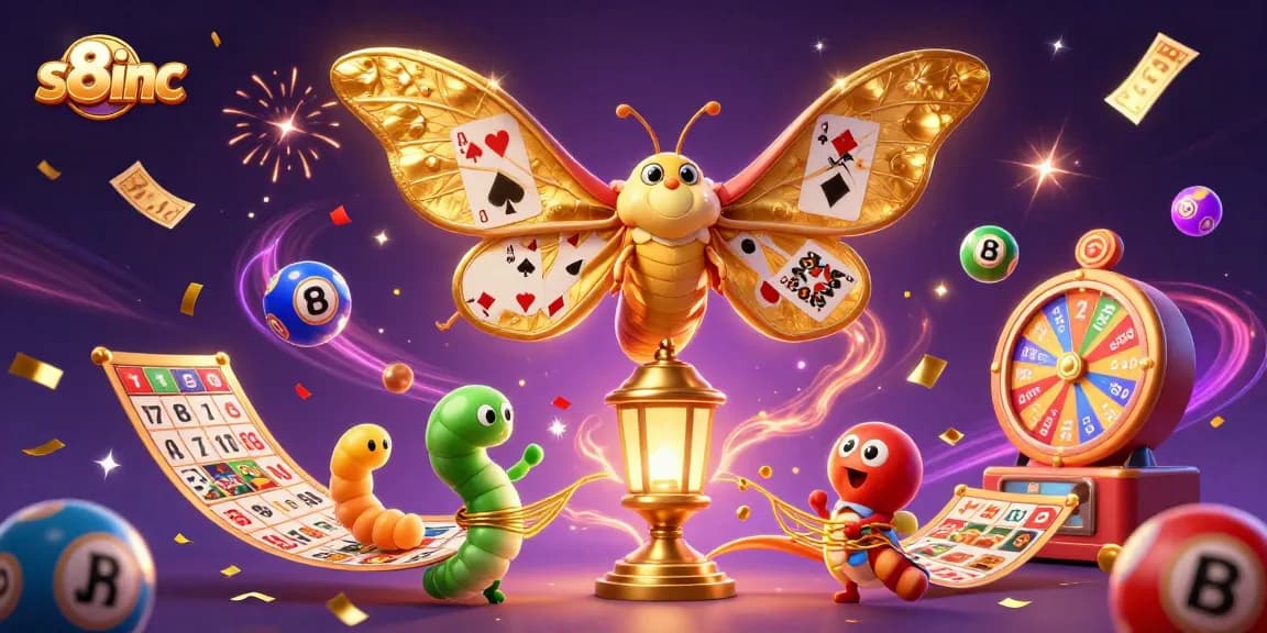 S8inc engages bettors with its vibrant lottery and casino elements in a rich 3D illustration.