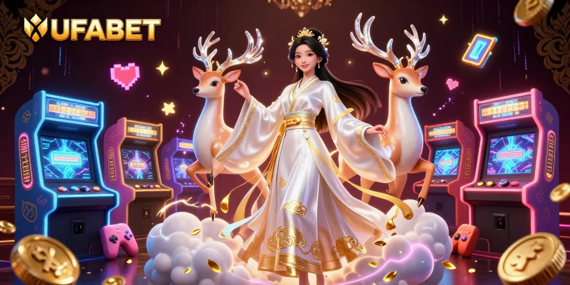 Win exciting jackpots with UFABET in this vibrant, action-packed casino illustration featuring immersive game elements.