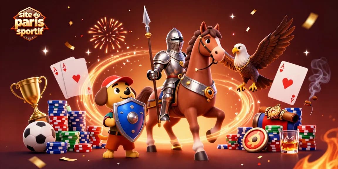 Plongez dans l'excitation du site de paris sportif avec des personnages colorés et des éléments de jeu captivants.