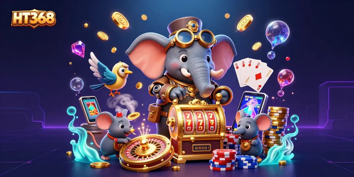 Experience the excitement at HT368 with a steampunk theme, vibrant casino elements, and dynamic gameplay visuals.