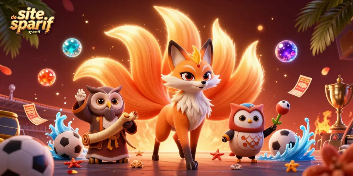 Pariez sur le site de paris sportif avec un esprit renard à neuf queues et des éléments de jeu animés.