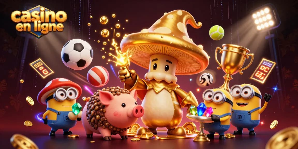 Explorez les trésors des casinos en ligne avec cette illustration captivante, alliant magie et sport.