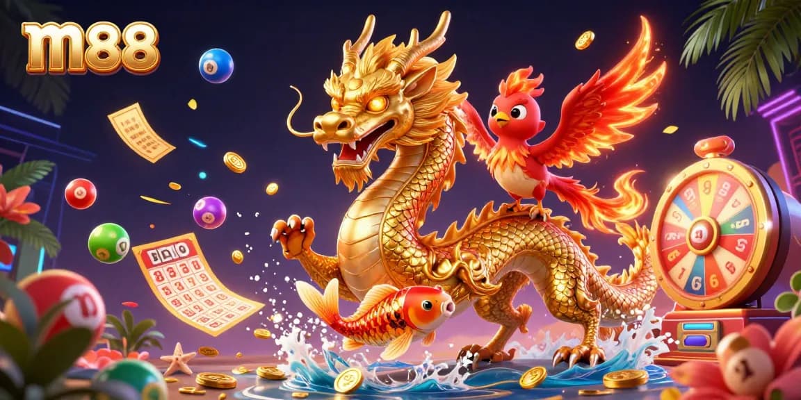 Experience the thrill of m88 with a dynamic scene of fortune featuring vibrant lottery and gaming elements.