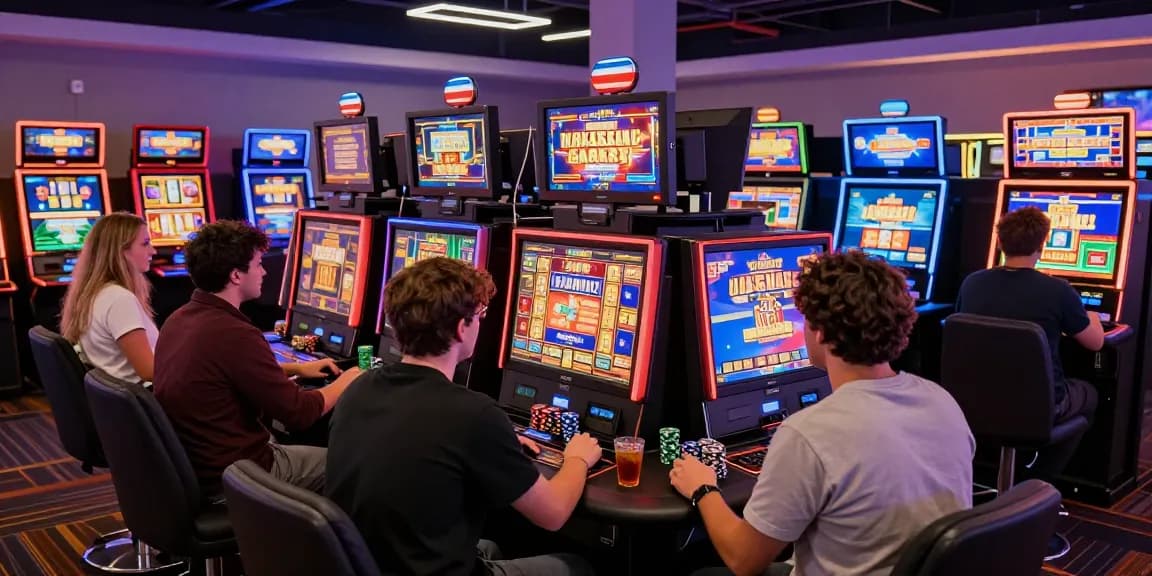 Engaged players enjoying thrilling slot games online in a vibrant casino atmosphere.