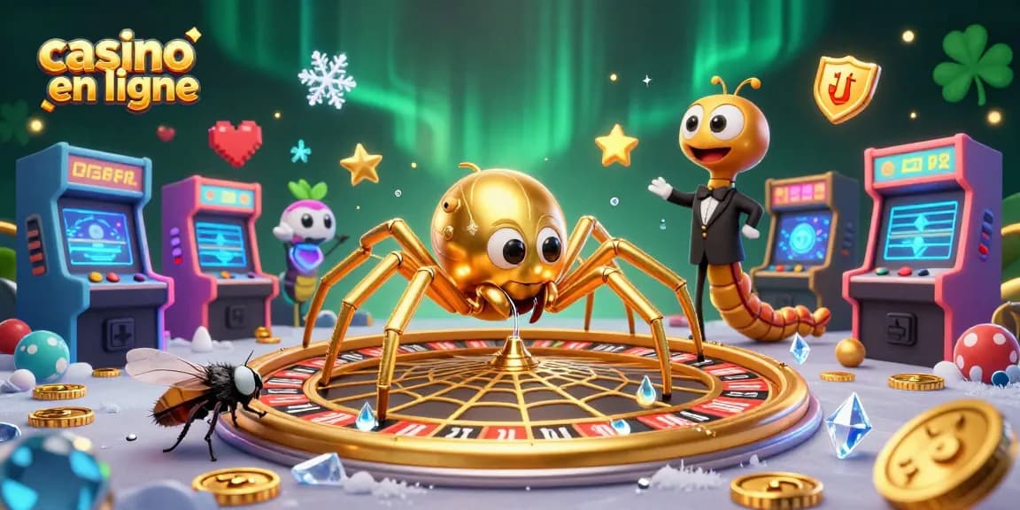 Placer des paris au casino en ligne avec une araignée dorée et un croupier centipède fantastique.