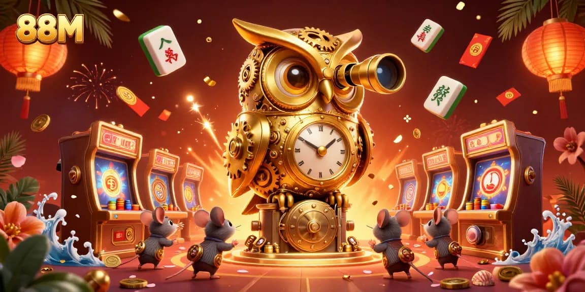 Engage with the 88M online casino experience featuring dynamic characters and slot machines.