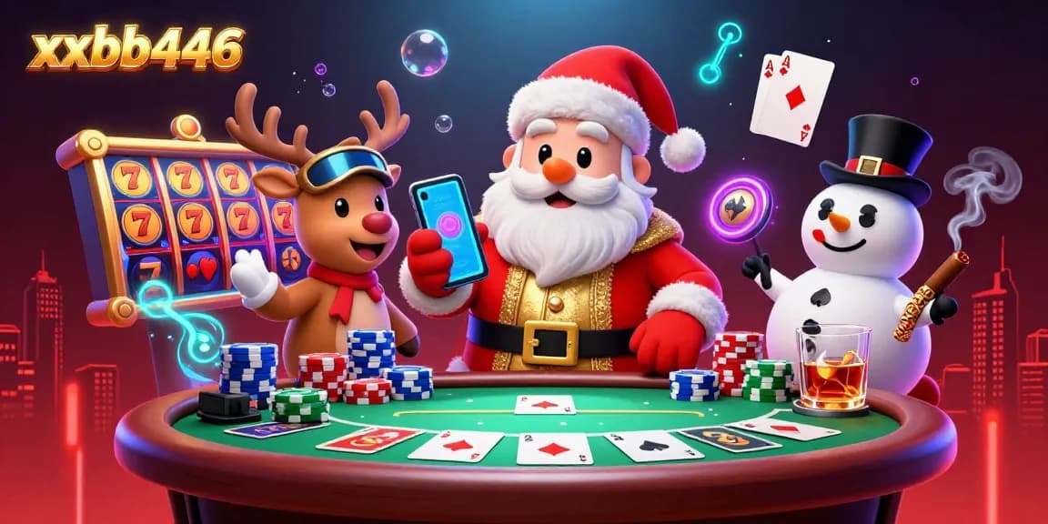 Join the festive fun at xxbb446, where Santa, his reindeer, and a snowman celebrate jackpots and poker nights!