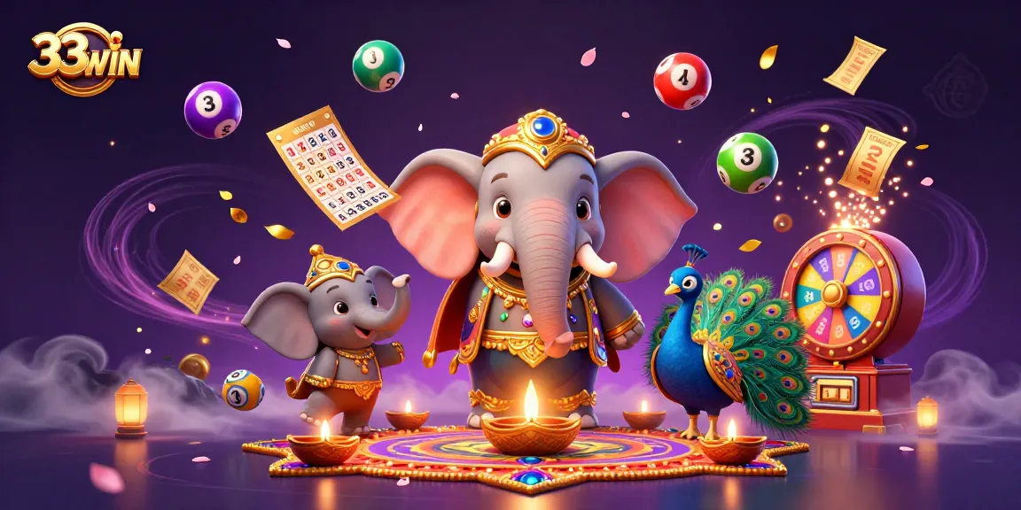 Experience thrilling gaming adventures with 33WIN, featuring a vibrant 3D casino scene filled with excitement.