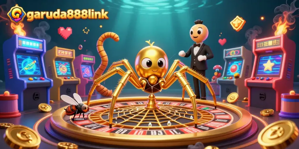 Place your bets at garuda888link with a colorful 3D roulette web and animated characters.