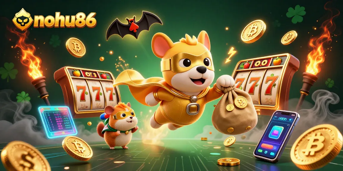 Spin to win big with nohu86's thrilling jackpot slots and cartoon hero duo.