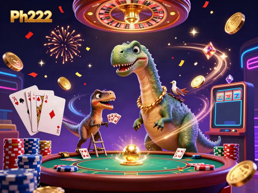 Engage with the thrilling Ph222 casino scene featuring characters and vibrant gaming elements.