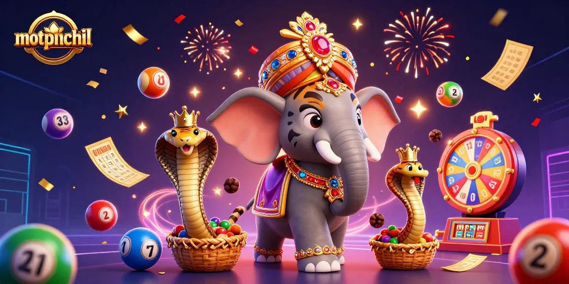 Experience the thrill of motphimchill with a vibrant casino scene featuring colorful lottery balls and a jewel-encrusted elephant.