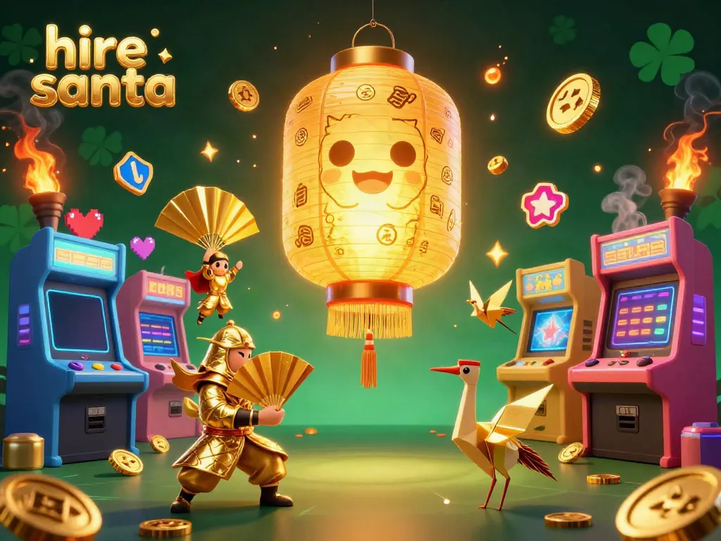 Hire Santa in a vibrant casino scene filled with festive gaming elements.