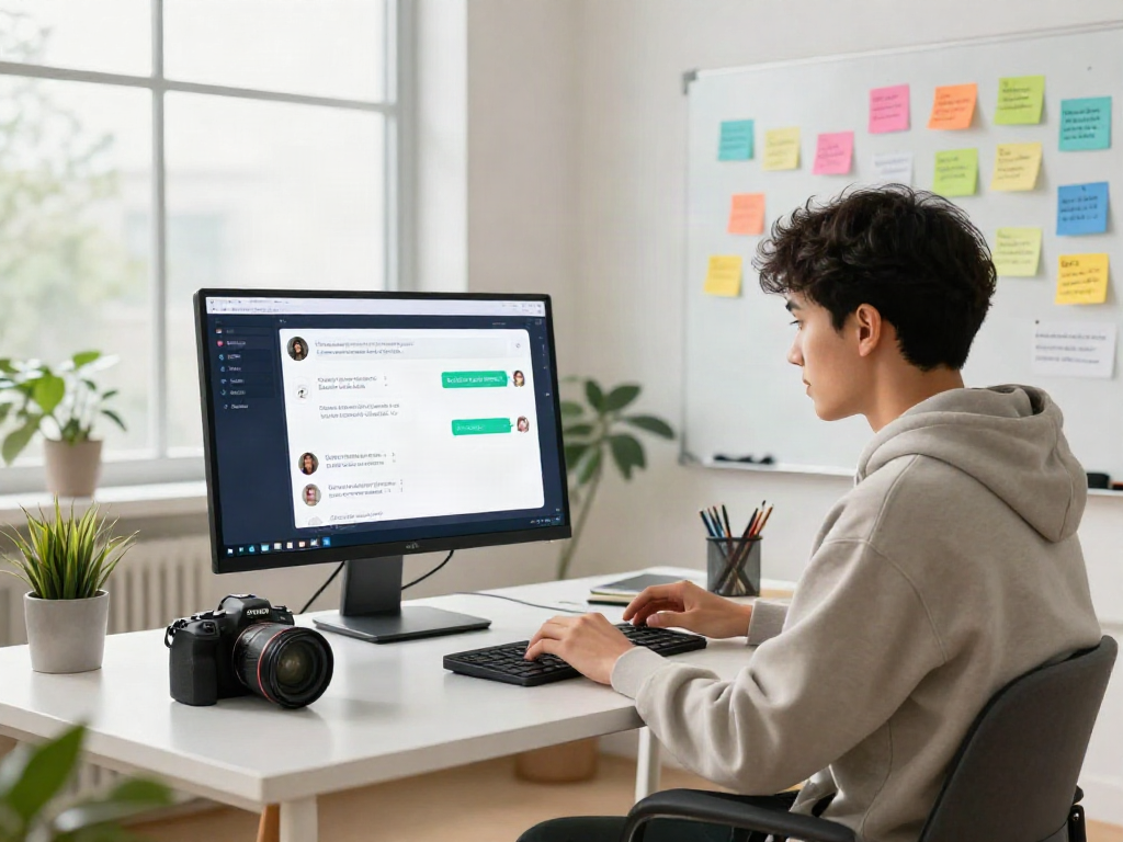 Engaging workspace showcasing an unfiltered AI chat platform with a professional developing ideas.