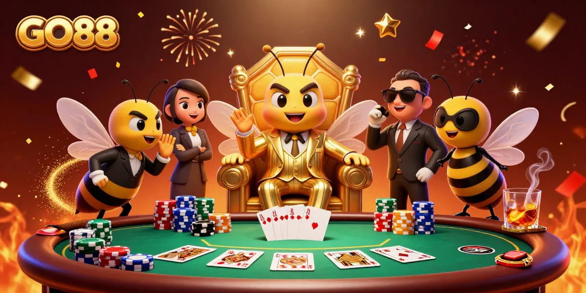 Join the thrilling GO88 poker scene with a charismatic bumblebee mob boss and his colorful entourage!
