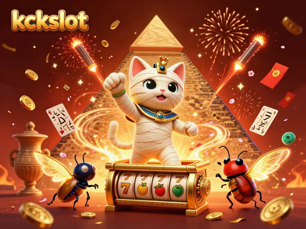 Menggali keuntungan bersama kckslot, dengan mummy kat mesir dan simbol keberuntungan.