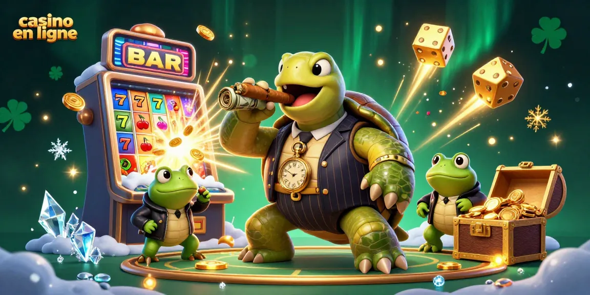 Jouez au casino en ligne avec un personnage amusant dans une scène de jeu colorée.