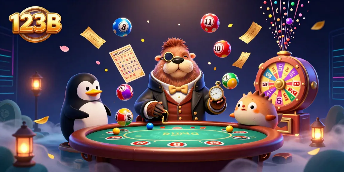 Engage with dynamic gaming at 123B, featuring colorful lottery balls and a fun underwater poker scene.