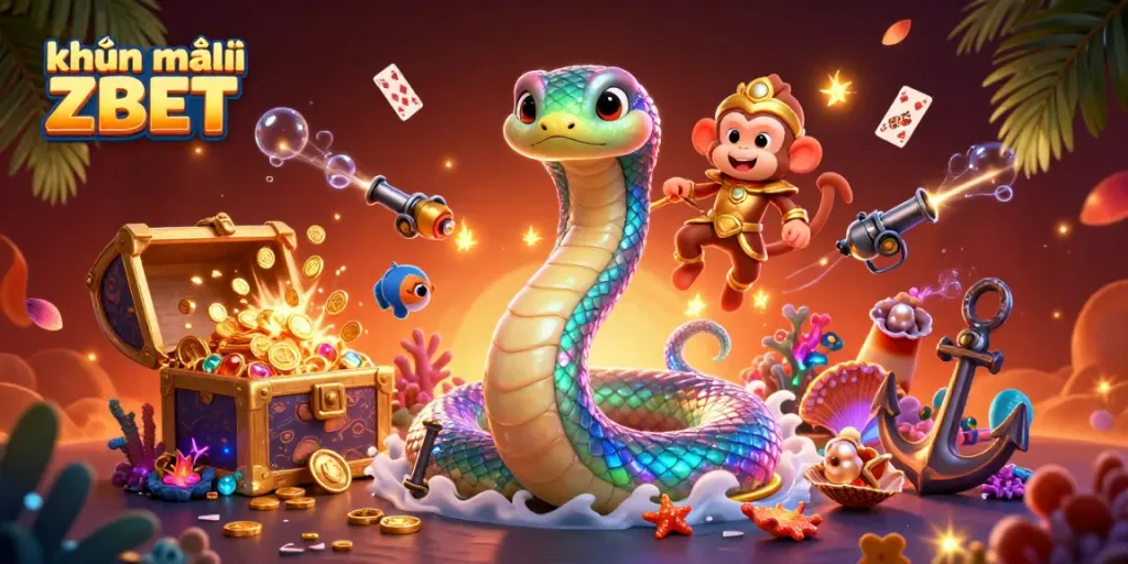 Engage with khuyến mãi ZBET through vibrant gaming elements and a playful monkey king in a dynamic 3D scene.
