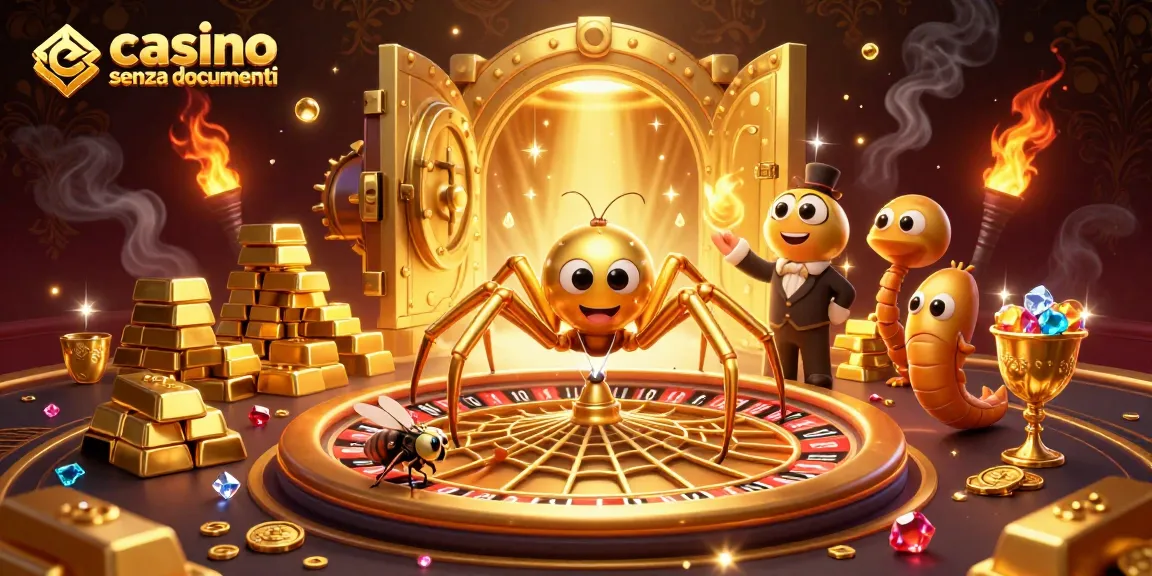 Gioca nel casino senza documenti con il ragno dorato e il croupier millepiedi tra tesori e fortuna.