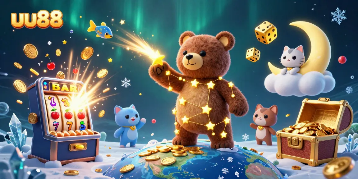 Experience winning thrills with uu88's vibrant casino universe filled with golden stars and jackpots.