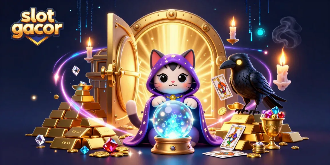Experience the excitement of slot gacor with mystical characters and golden treasures in a vibrant casino scene.