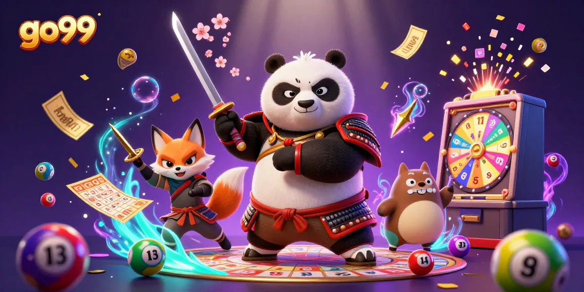 Spin the jackpot with go99's vibrant 3D casino scene featuring dynamic lottery elements.