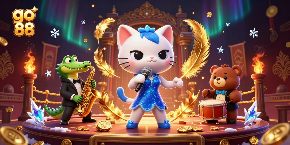 Experience thrilling wins with go 88 at a vibrant casino scene featuring lively animated characters.