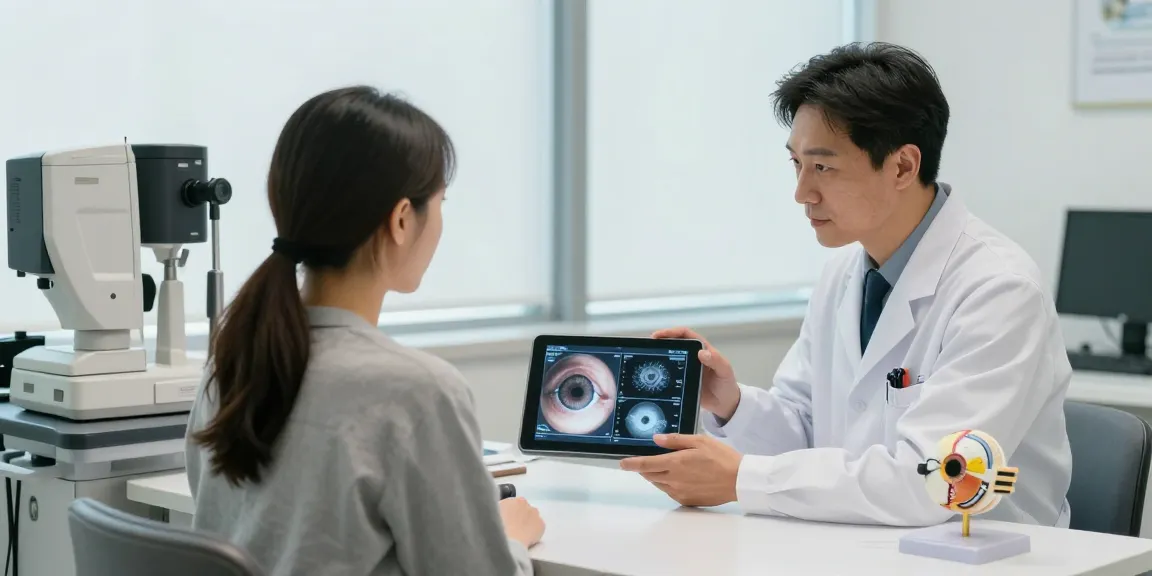 Consultation on ทำเลสิคตา procedures in a serene eye clinic.