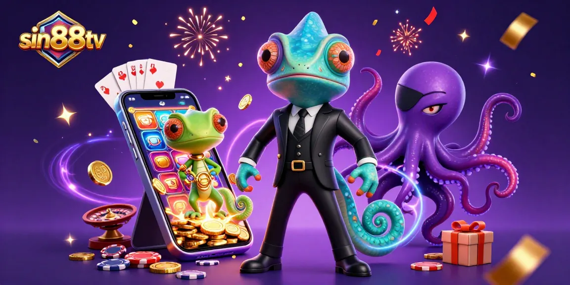 Engage in thrilling games at sin88tv with dynamic characters in vibrant 3D casino scene.