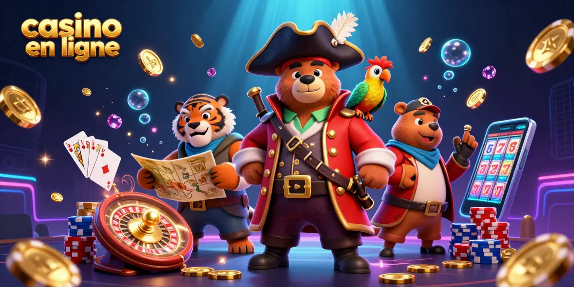 Plongez-vous dans l'univers du casino en ligne avec un ours pirate, un tigre et un perroquet.