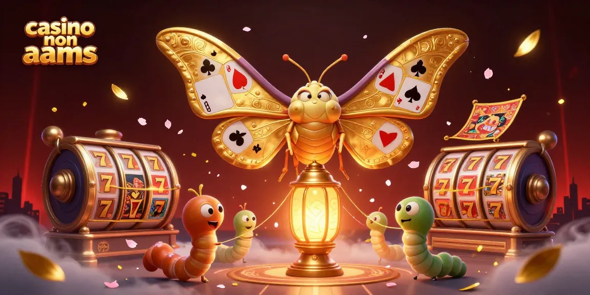 Giocare nei casino non AAMS con l'incantevole falena che prende vita tra slot e dettagli dorati.