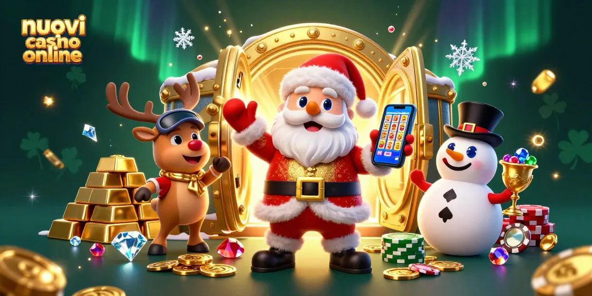 Gioca ai nuovi casino online con un babbo Natale 3D e personaggi festivi in un vivace ambiente di gioco.