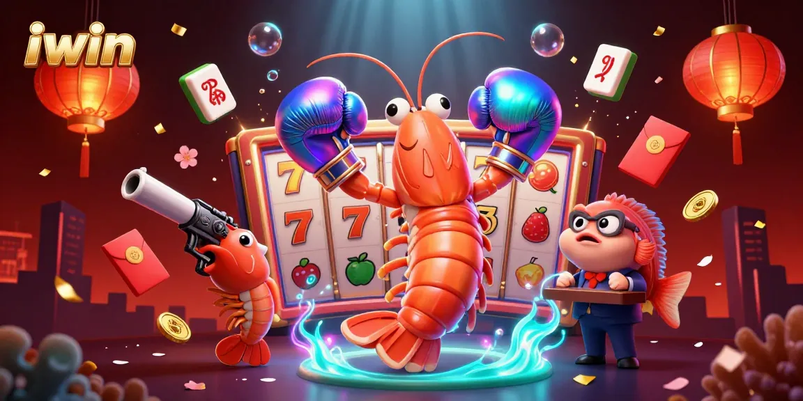 Experience thrilling gameplay with iwin's vibrant casino scene featuring lucky charms and cartoon sea creatures.