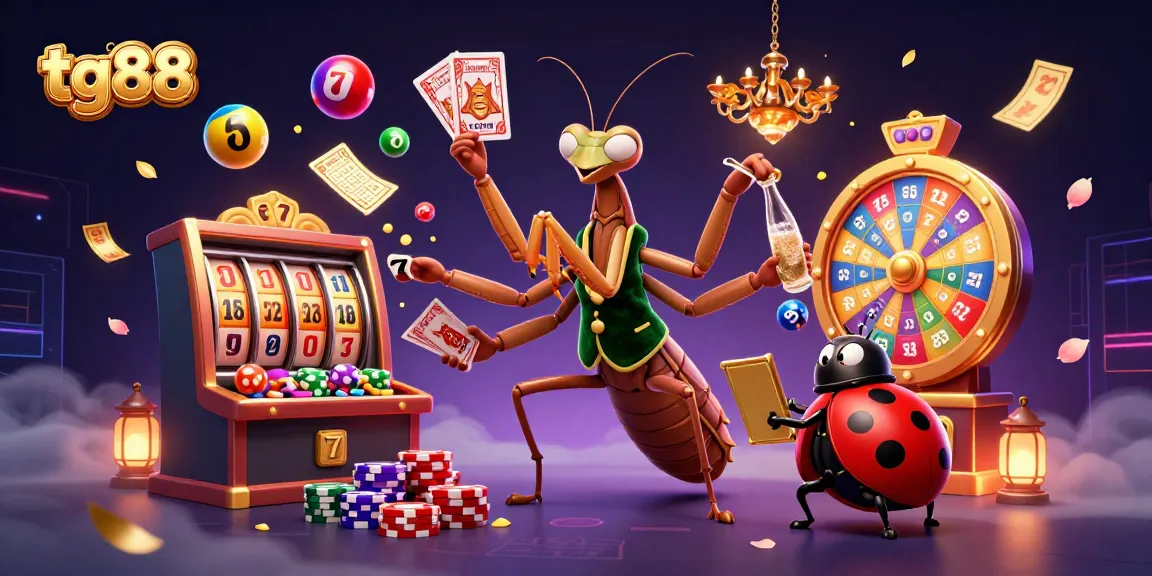 Engage with tg88 online gaming as a giant card sharp and ladybug pit boss create thrilling dynamics with slot reels and lottery balls.