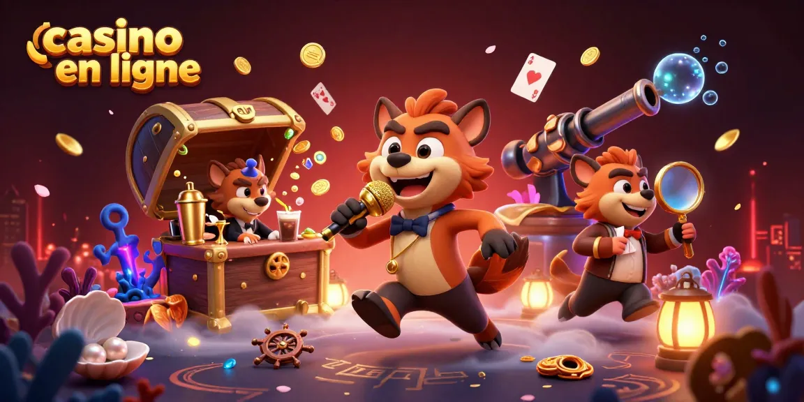 Plongez dans le monde palpitant du casino en ligne avec des hyènes animées s'amusant à des jeux de casino.