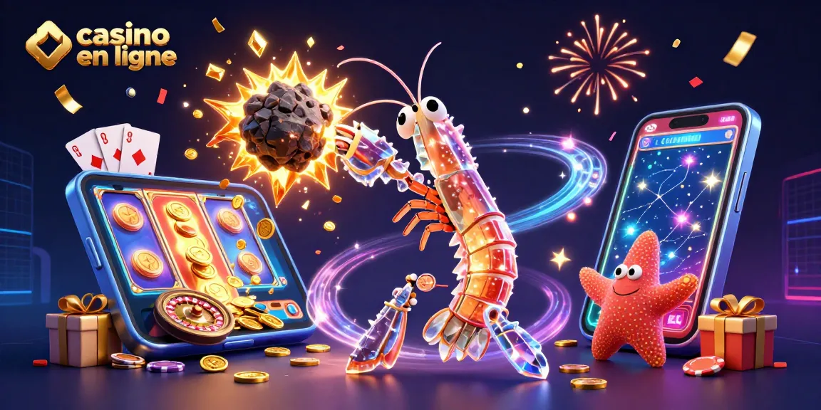 Célébrez vos gains avec une scène dynamique de casino en ligne remplie d'éléments de jeux et de personnages colorés!