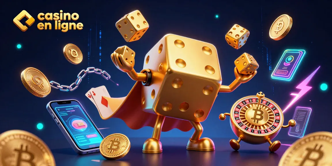 Plongez dans l'univers captivant des jeux de casino en ligne avec cette illustration 3D dynamique, mettant en avant un golem de dés.