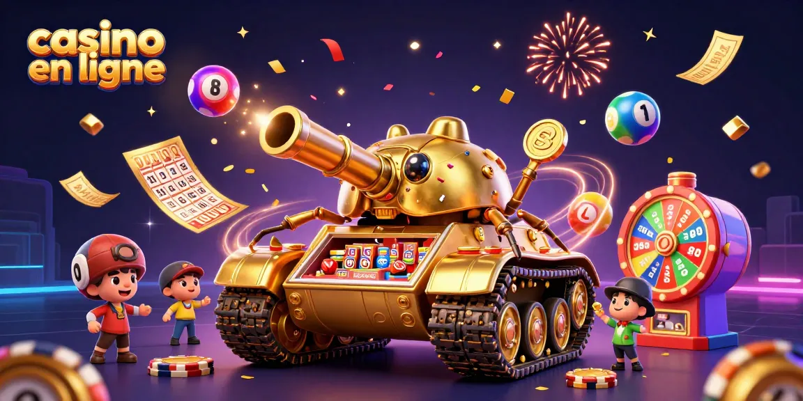 Casino en ligne avec un tank scarabée doré et des éléments de loterie vibrants