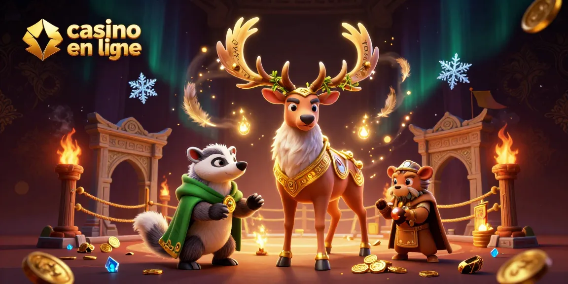 Une illustration captivante de casino en ligne avec un cerf druidique et des éléments de jeu captivants.
