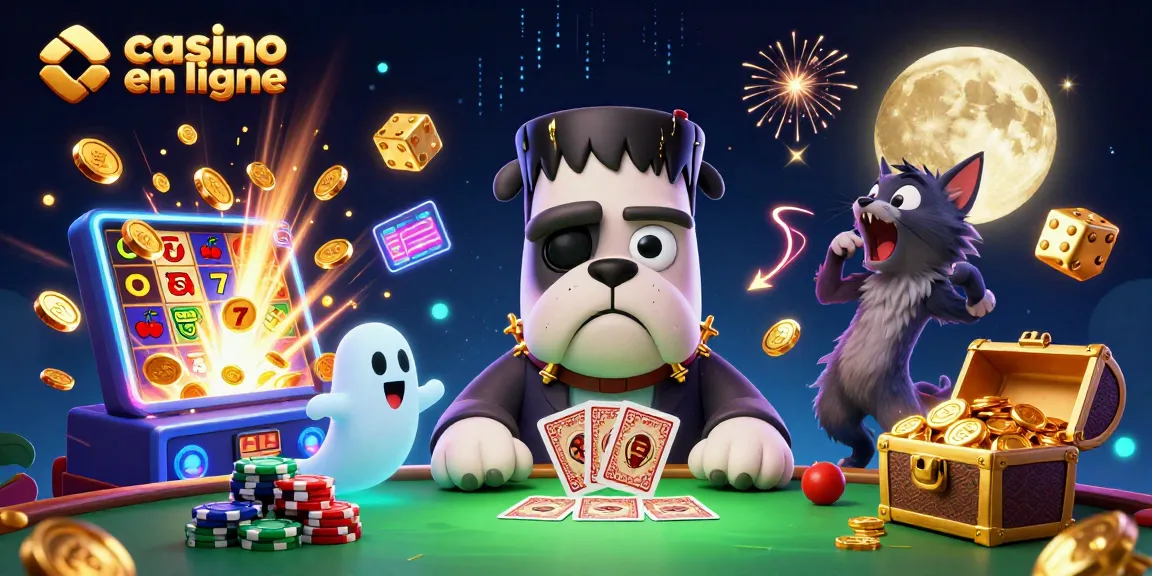 Jouer à casino en ligne avec un chien monstre et un chat loup dans un décor haletant de jeu.